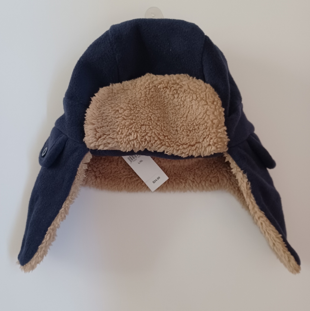 Gap Kids Navy Blue And Beige Hat, Size L/XL.